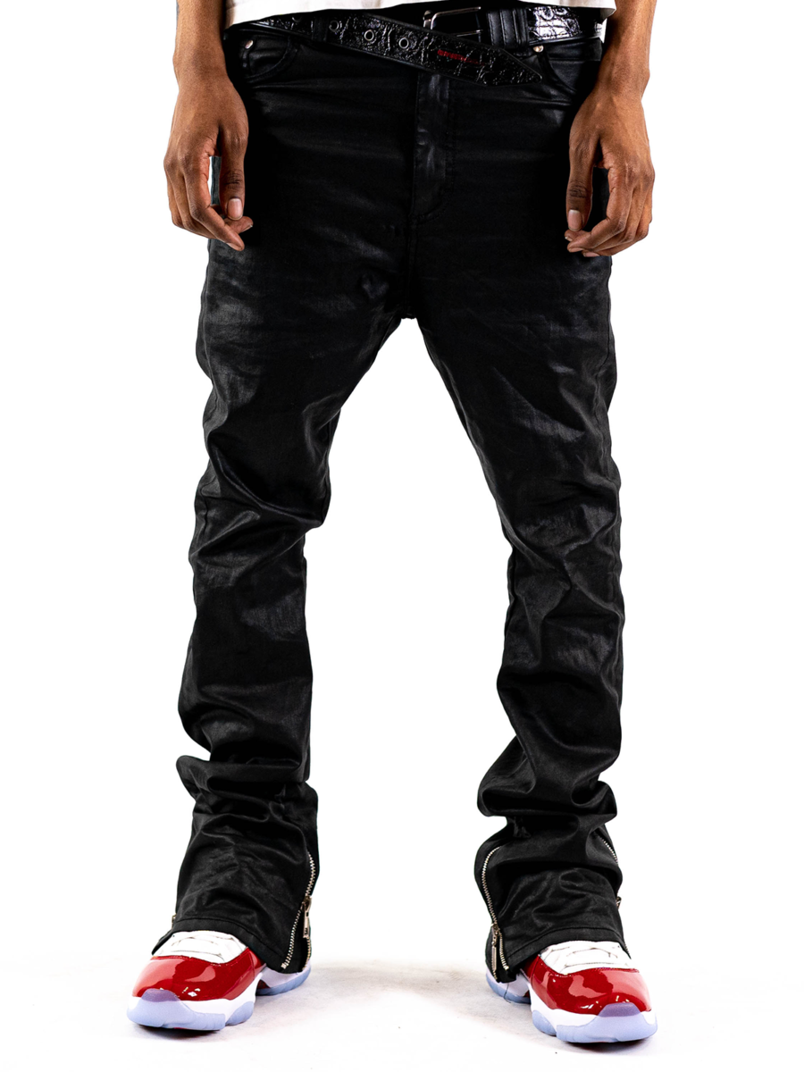 DOUBLE ZIP WAXED DENIM