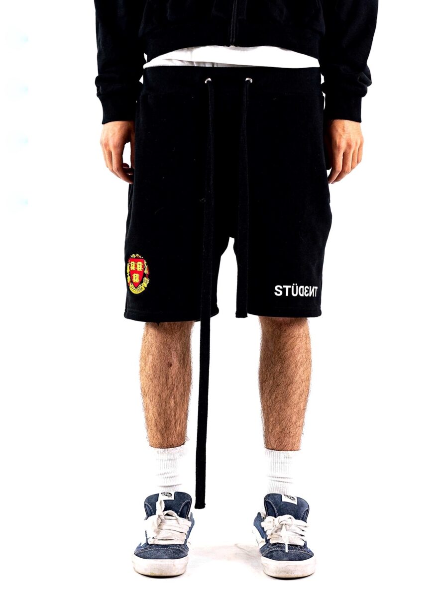 OVERSIZE BLACK EMBROIDERED SHORTS