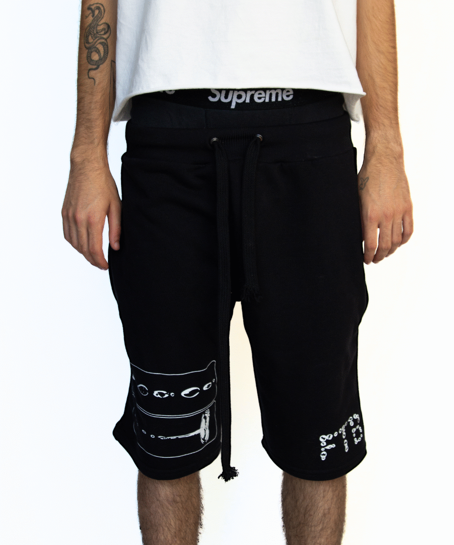 BLACK PRINTED SHORTS