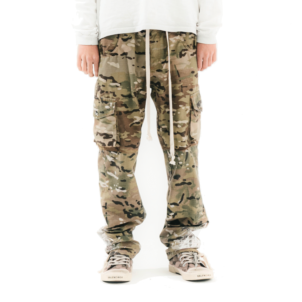 DOUBLE CAMO CARGO PANTS