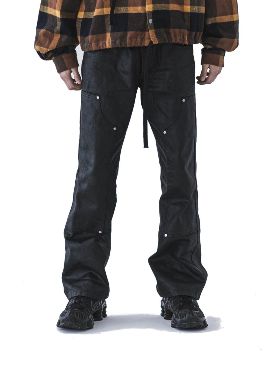 STUDDED WAXED DENIM WHITE/BLACK