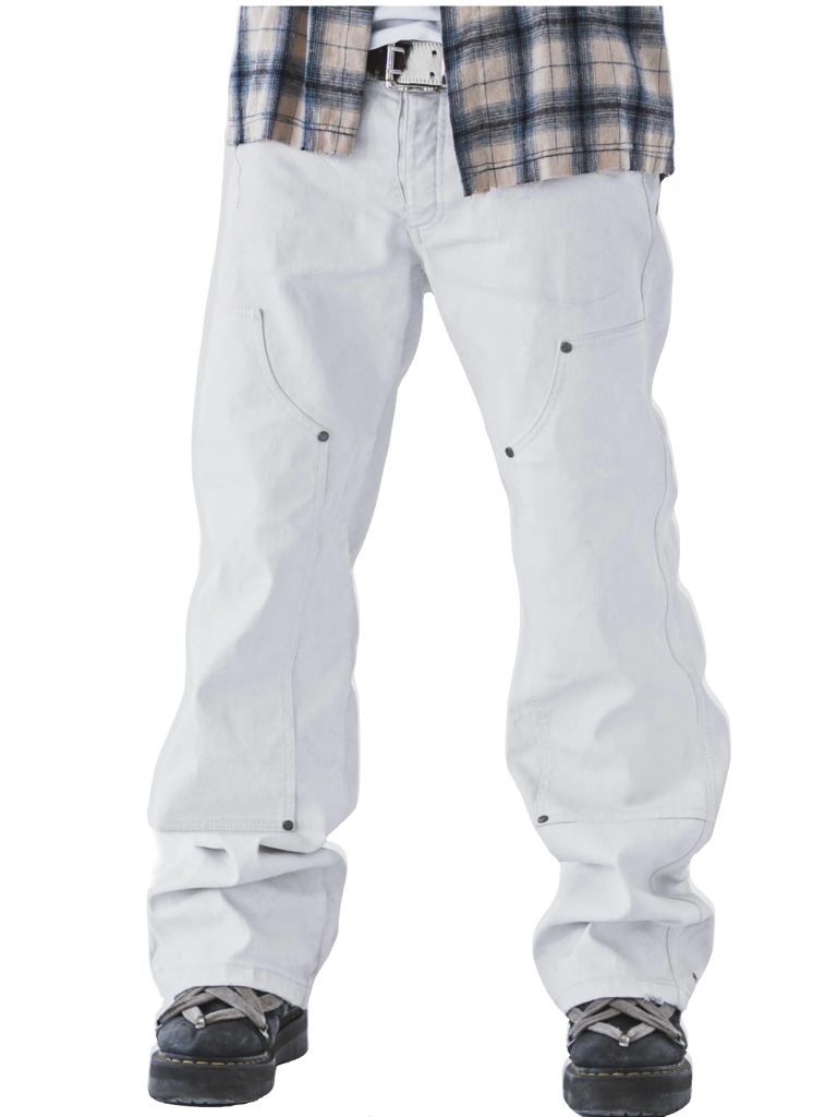 STUDDED WAXED DENIM WHITE