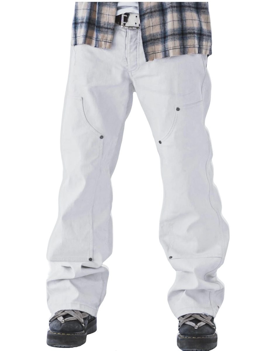 STUDDED WAXED DENIM WHITE